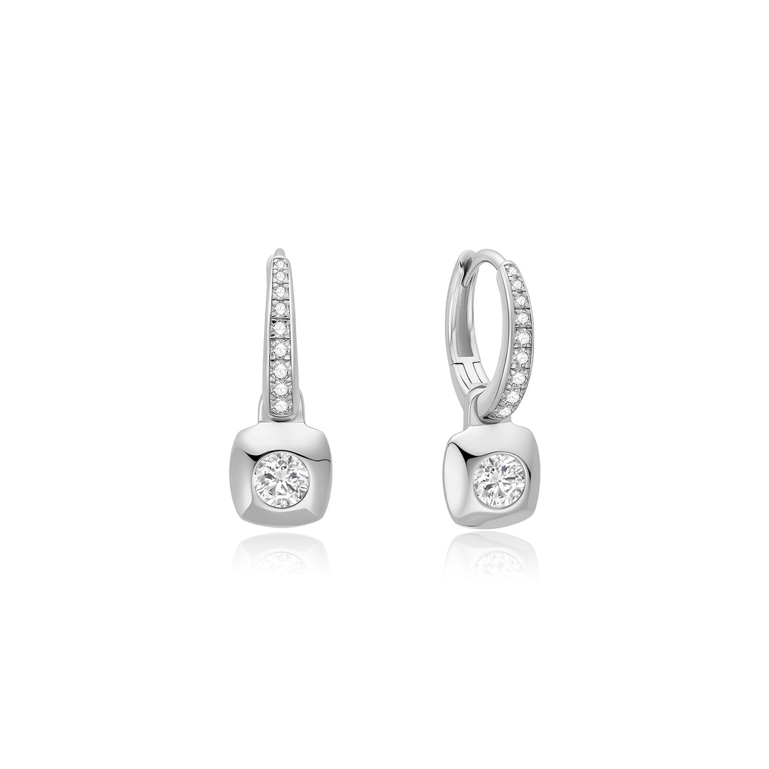 Modern Bezel Huggie Hoops