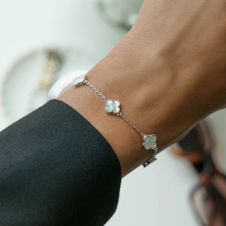 Mother of Pearl Clover Station Bracelet