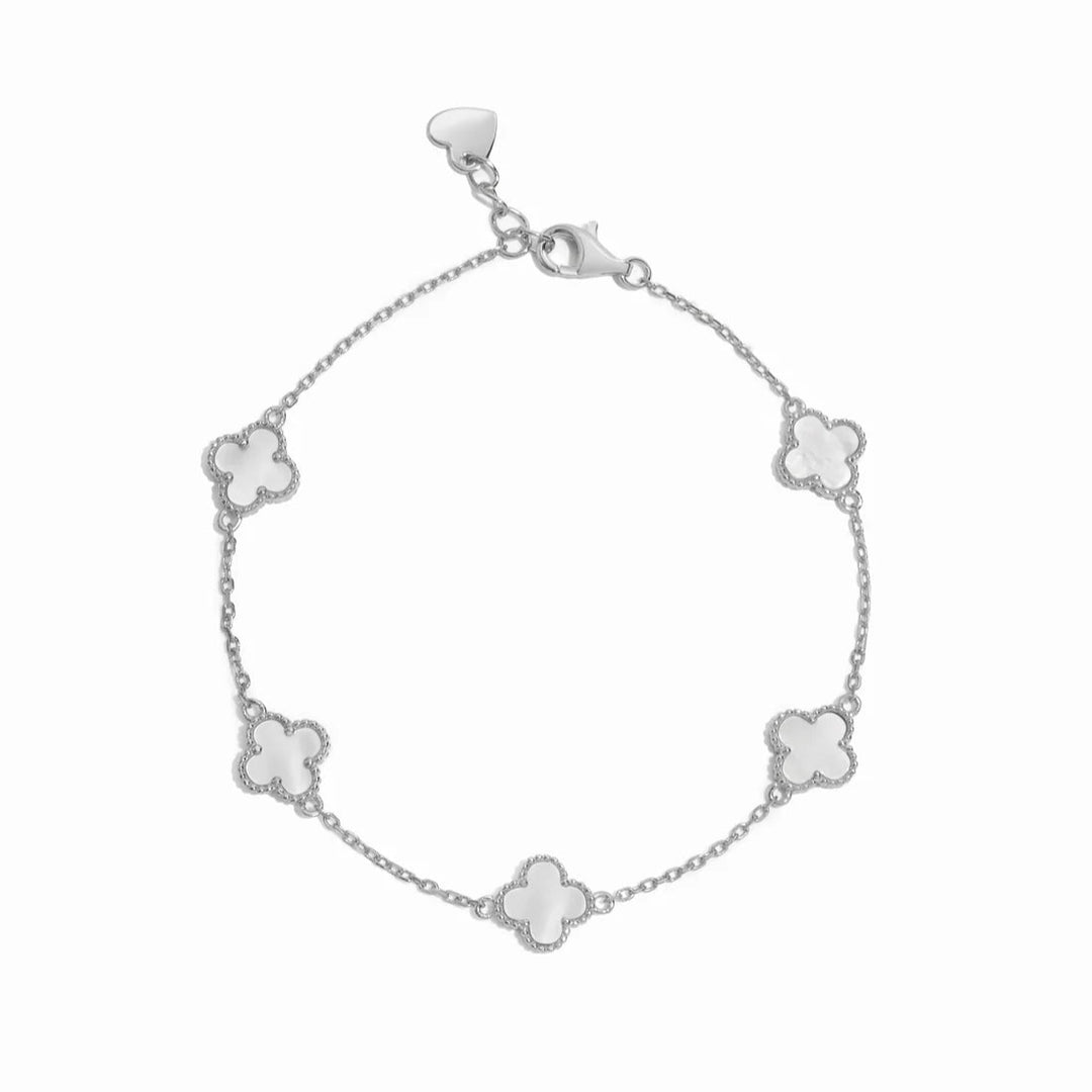 Mother of Pearl Clover Station Bracelet