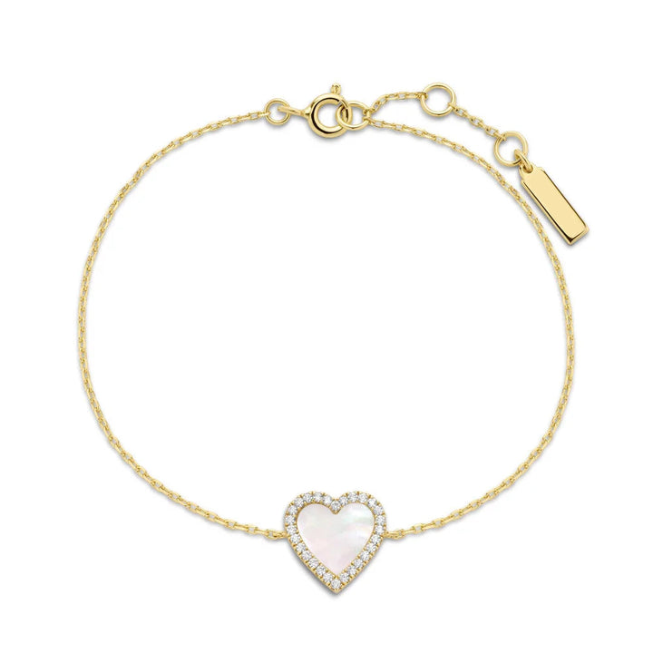 Mother of Pearl Halo Heart Bracelet