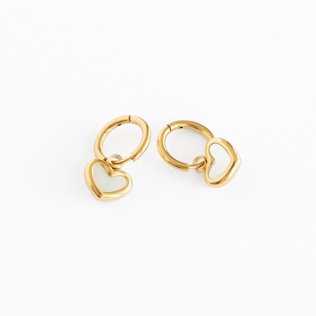 Mother of Pearl Heart Hoops