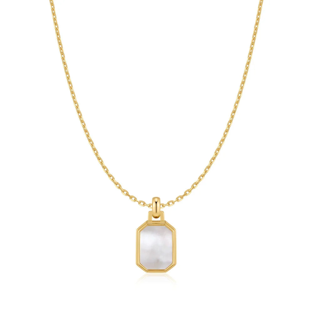 Bezel Mother of Pearl Radiant Necklace