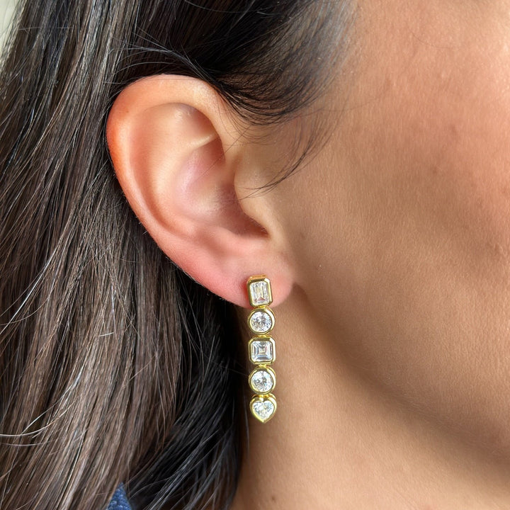 Multi-Shape Bezel Drop Earrings-Embark Fine Jewelry
