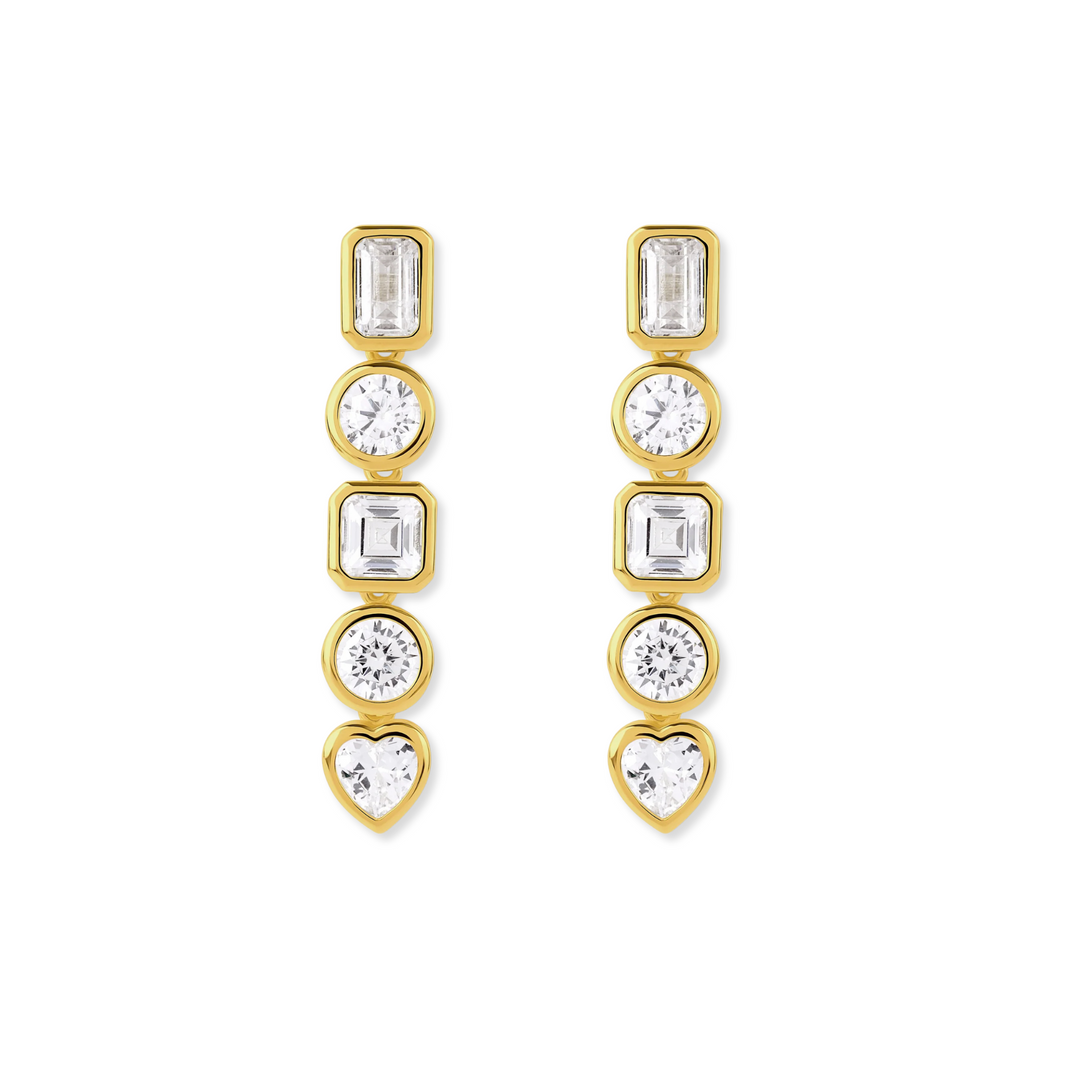 Multi-Shape Bezel Drop Earrings