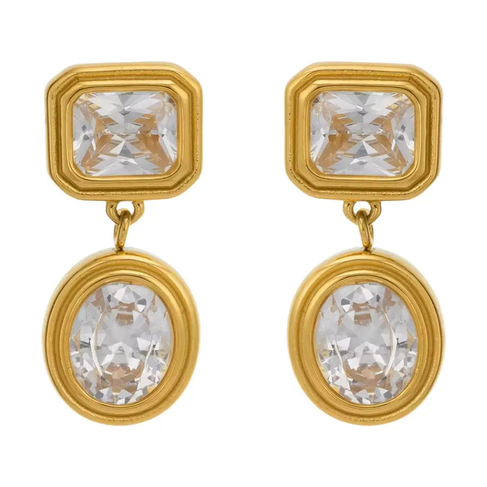 Multi Stone Bezel Drop Earrings-Embark Fine Jewelry