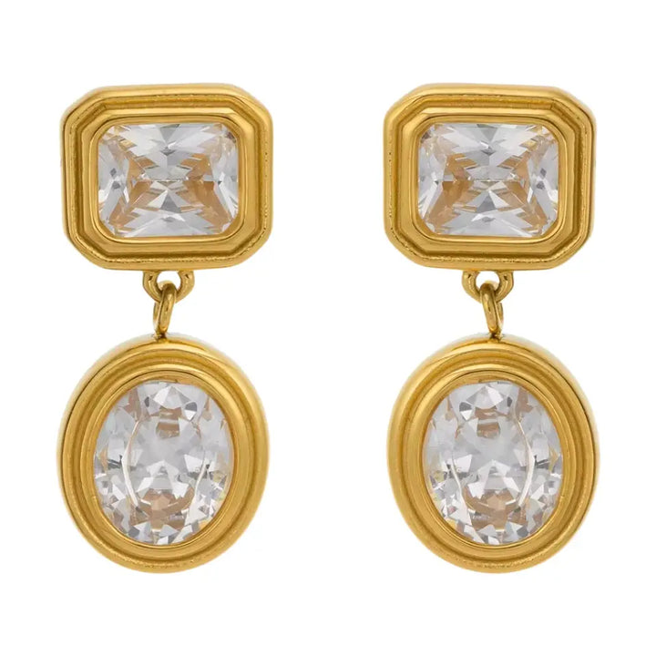 Multi Stone Bezel Drop Earrings-Embark Fine Jewelry