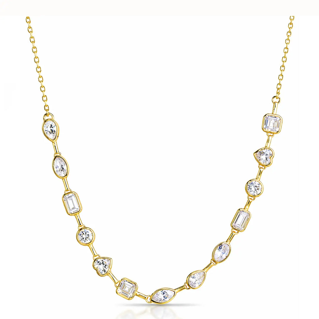 Multi Shape Stone Link Necklace