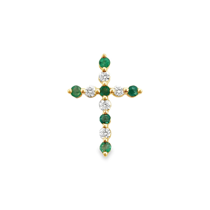 14K Diamond & Gemstone Cross Slide Pendant