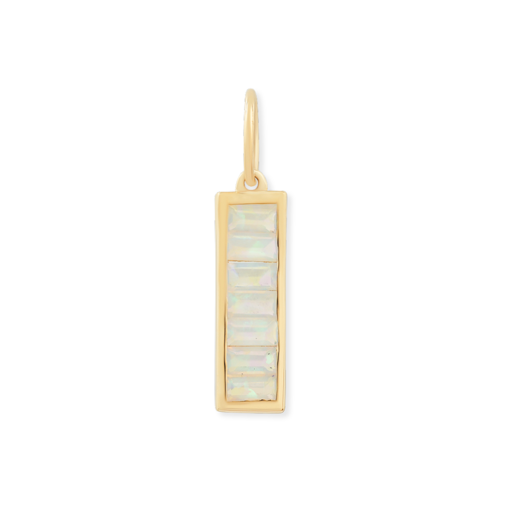 14K Opal Baguette Bar Pendant
