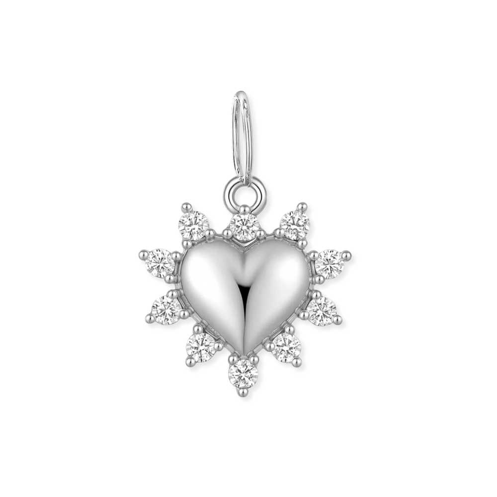 14K Diamond Starburst Heart Charm