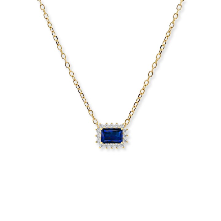 14K Gemstone & Diamond Halo Necklace
