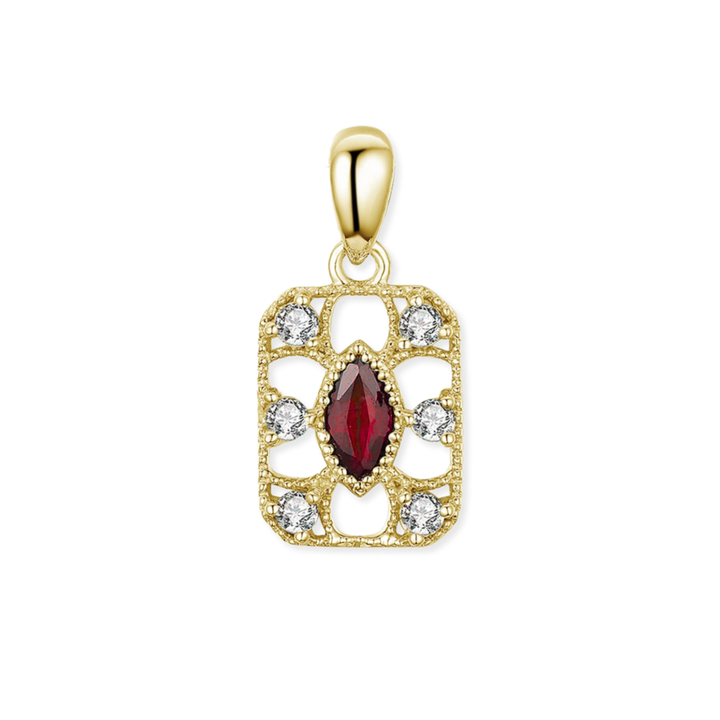 14K Marquise Spinel & Diamond Vintage-Style Pendant