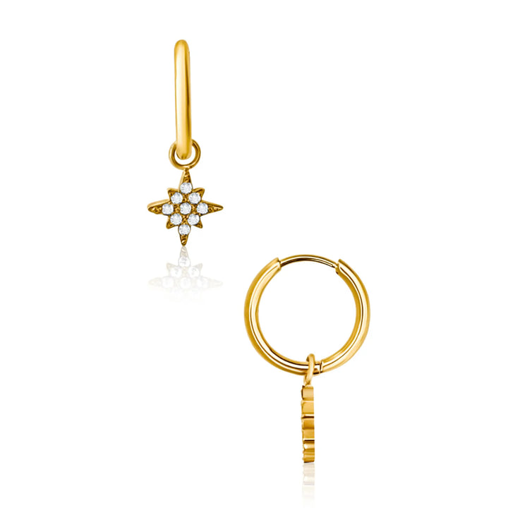 North Star Charm Huggie Hoops