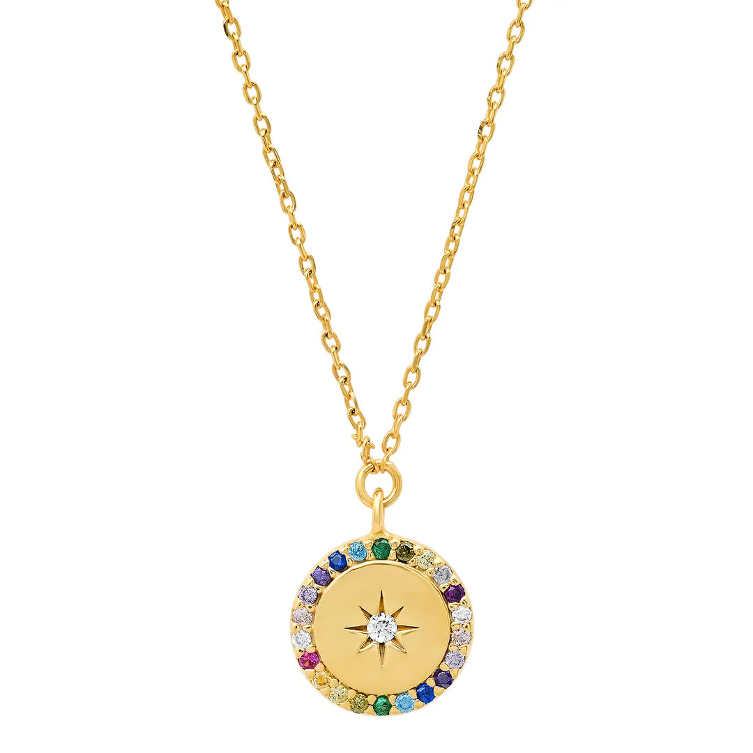 North Star &amp; Gemstone Pendant Necklace