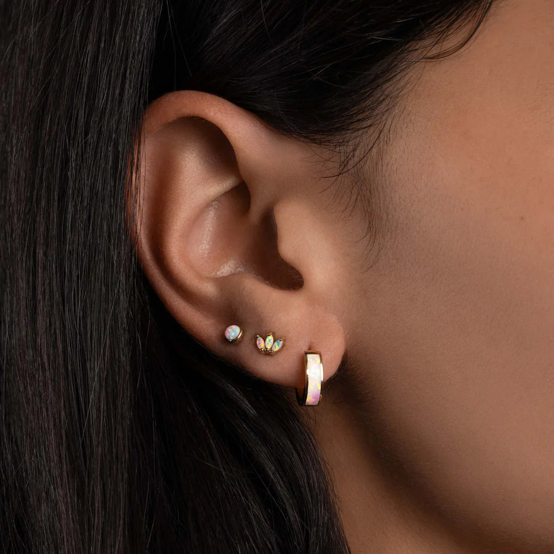 Tiny Opal Petal Stud