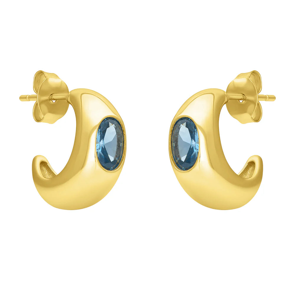 Oval Dome Huggie Hoops