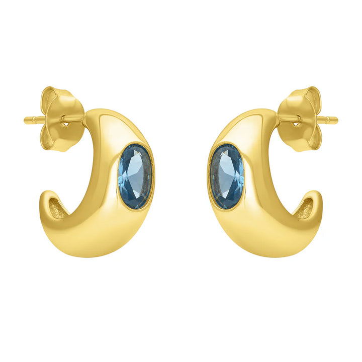Oval Dome Huggie Hoops