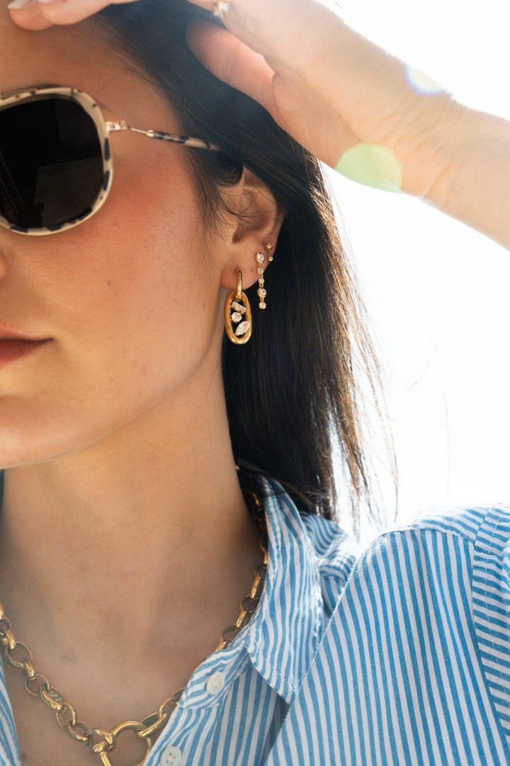Oval Drop Multi Shape CZ Hoops