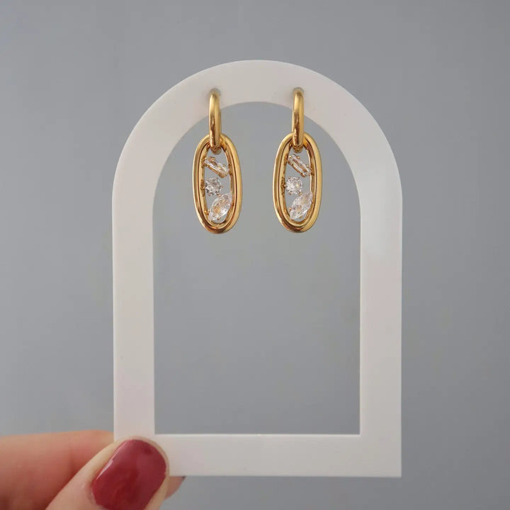 Oval Drop Multi Shape CZ Hoops