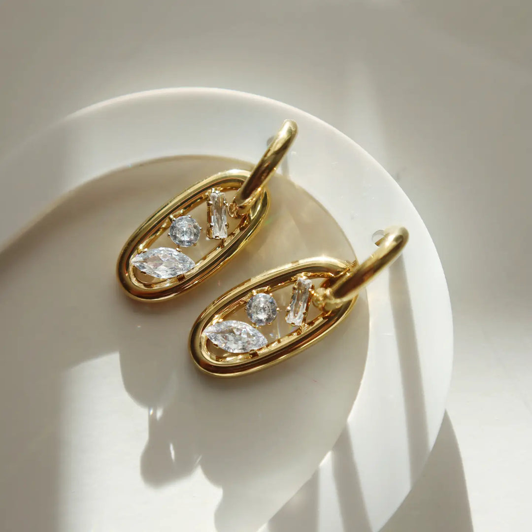 Oval Drop Multi Shape CZ Hoops