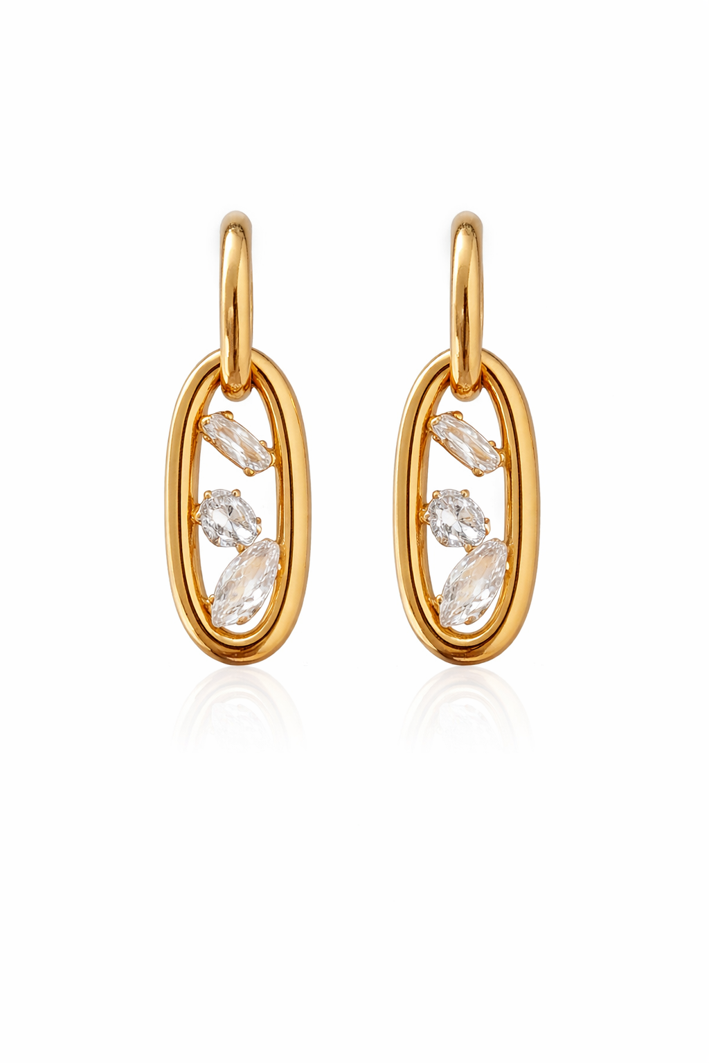 Oval Drop Multi Shape CZ Hoops