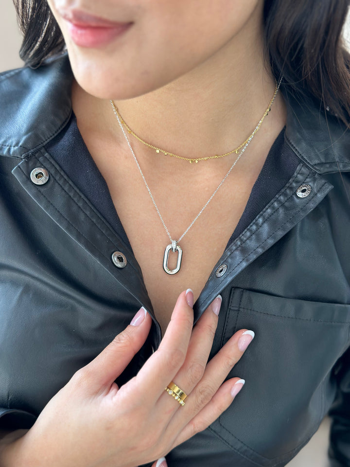 Oval Hoop Pendant Necklace