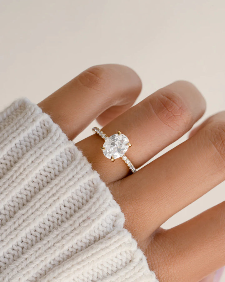 Oval Pave Band with Hidden Halo Travel Ring
