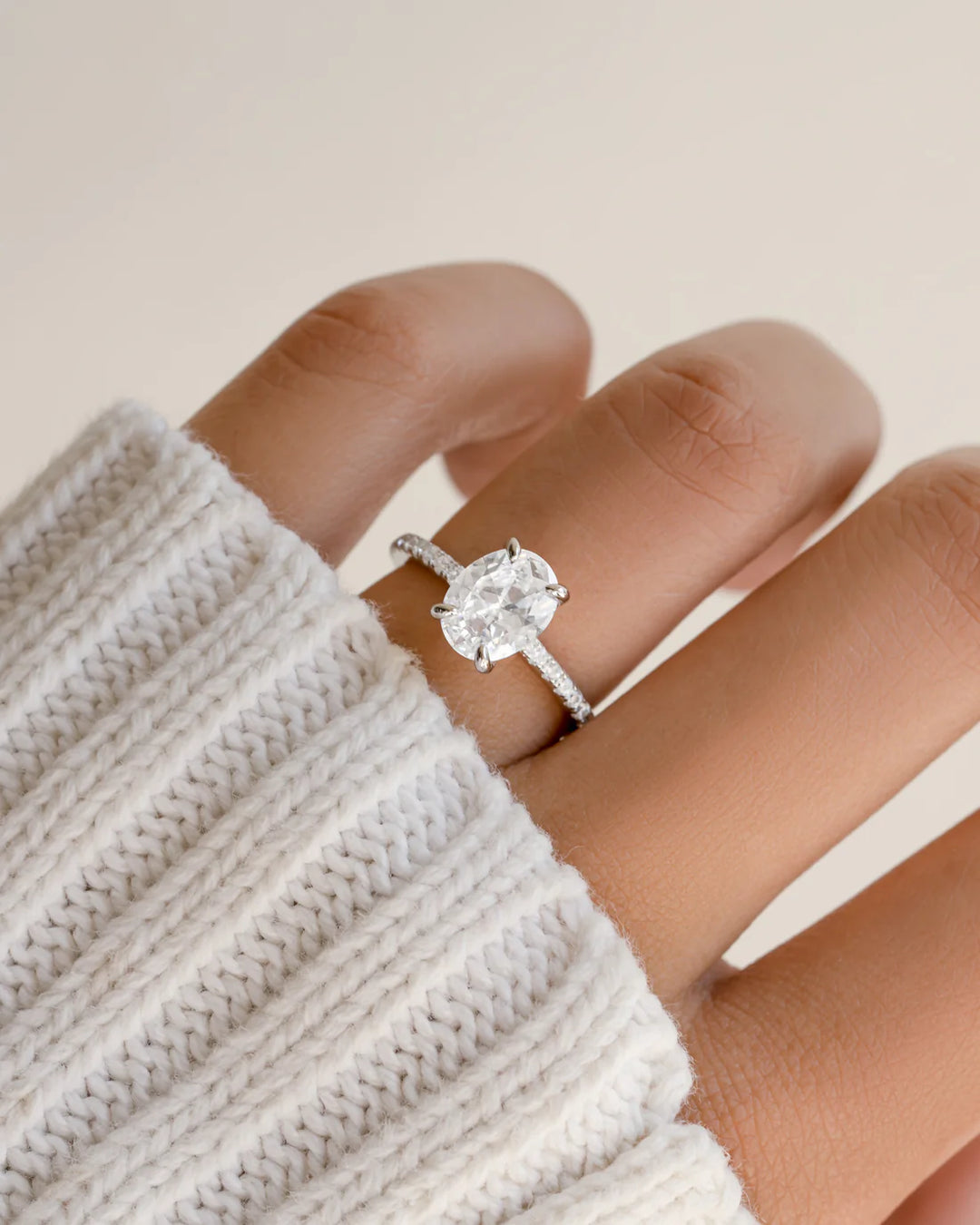 Oval Pave Band with Hidden Halo Travel Ring