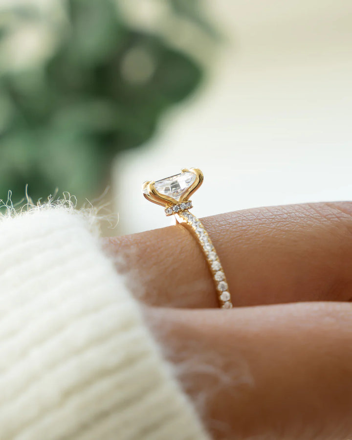 Oval Pave Band with Hidden Halo Travel Ring