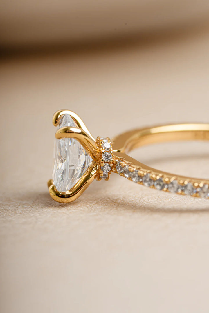 Oval Pave Band with Hidden Halo Travel Ring