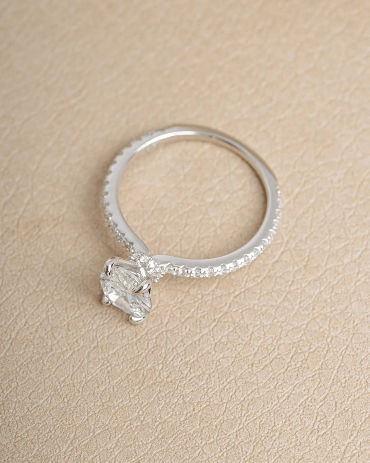 Oval Pave Band with Hidden Halo Travel Ring