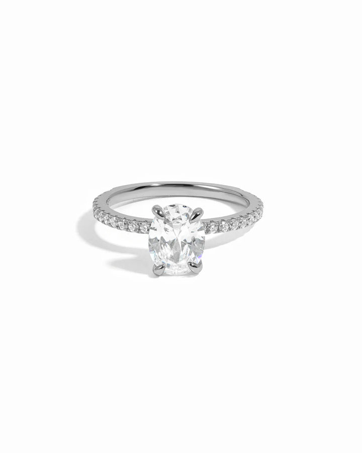 Oval Pave Band with Hidden Halo Travel Ring