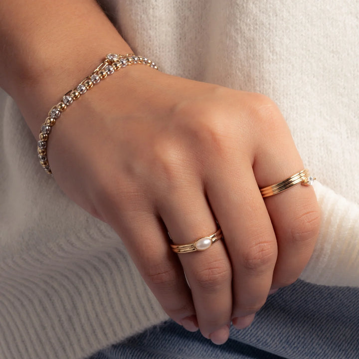 Oval Pearl Bezel Ring