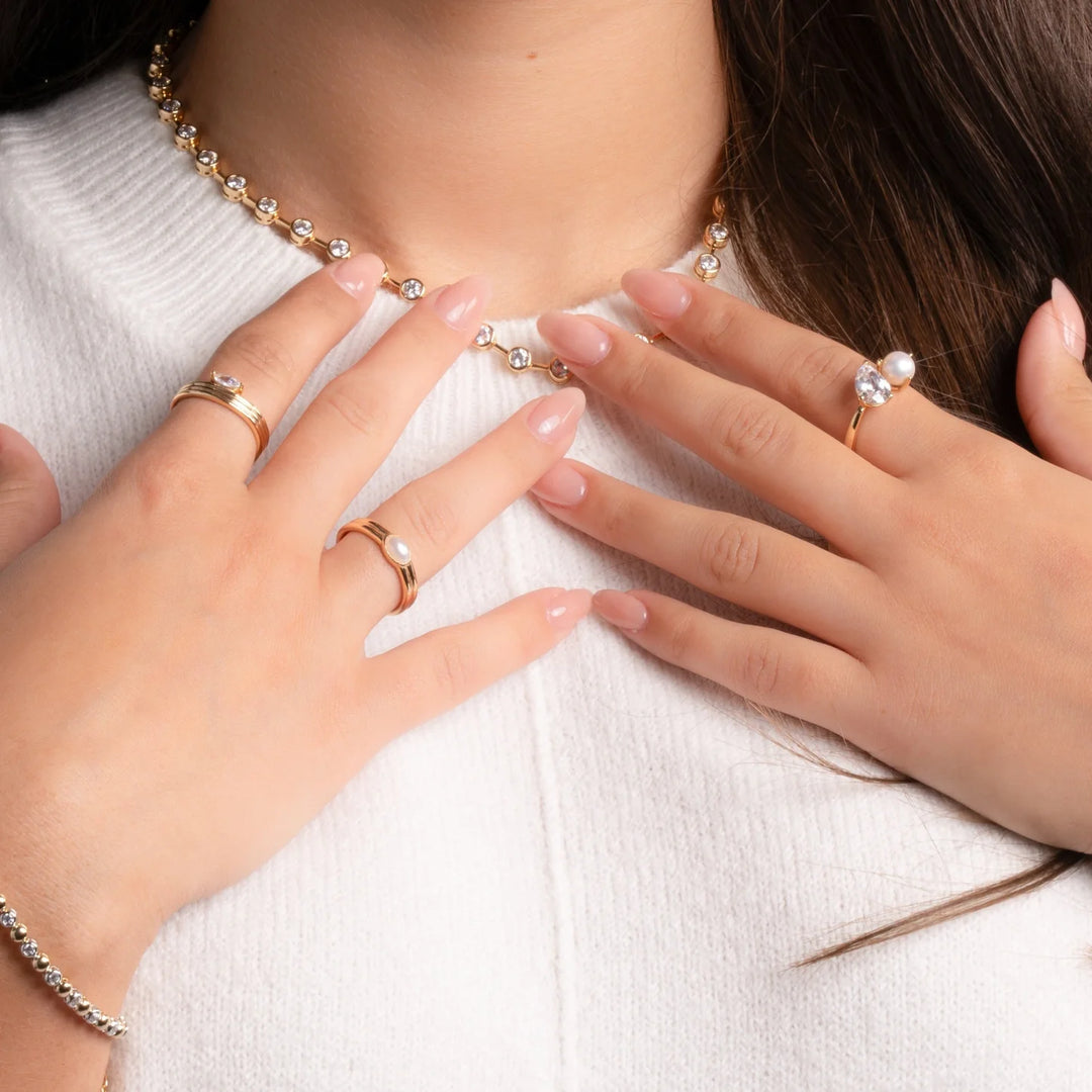 Oval Pearl Bezel Ring