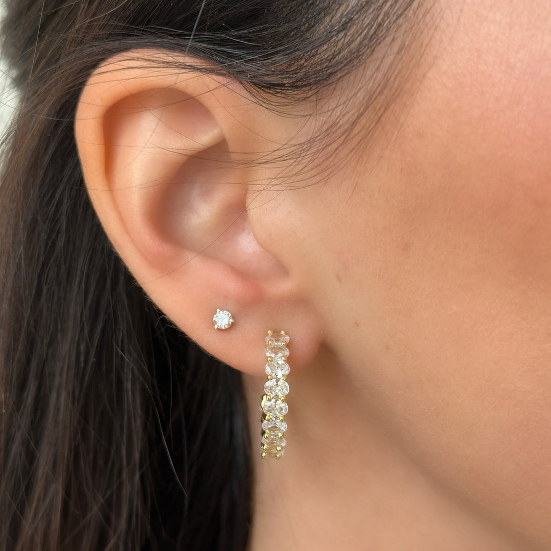 Oval Studded Hoops