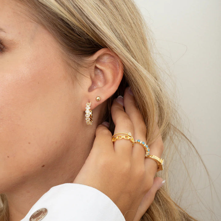 Oval Studded Hoops
