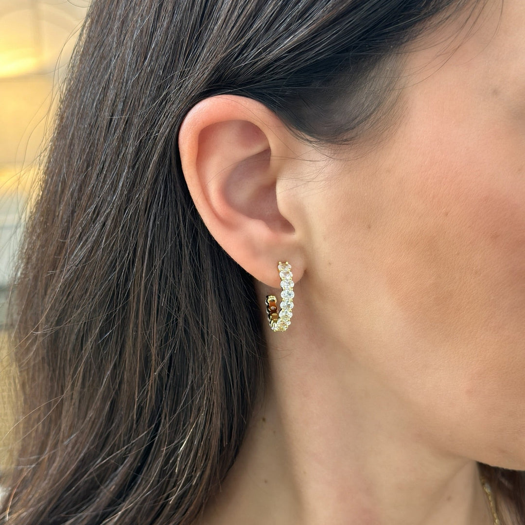 Oval Studded Hoops