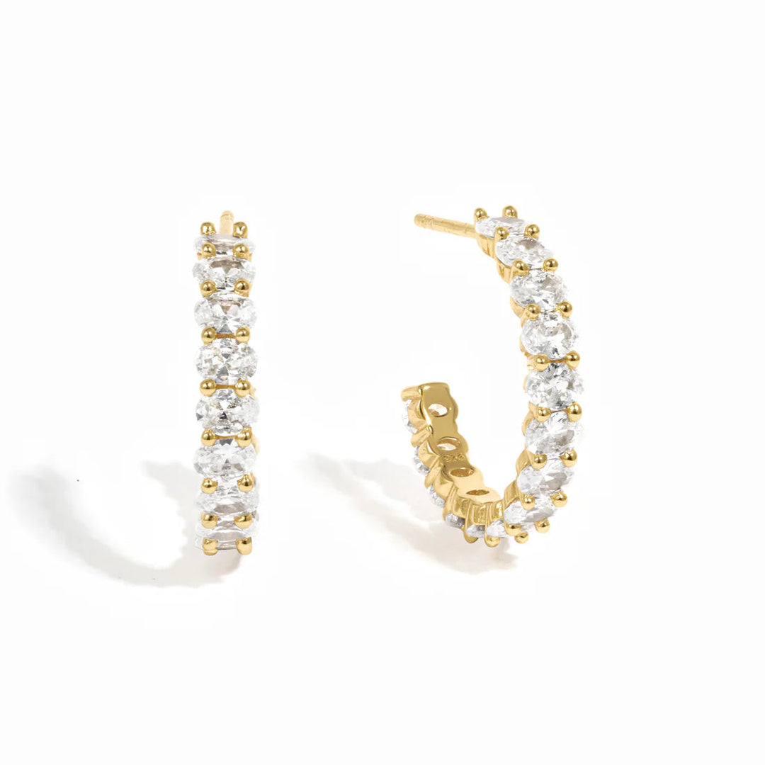 Oval Studded Hoops-Embark Fine Jewelry