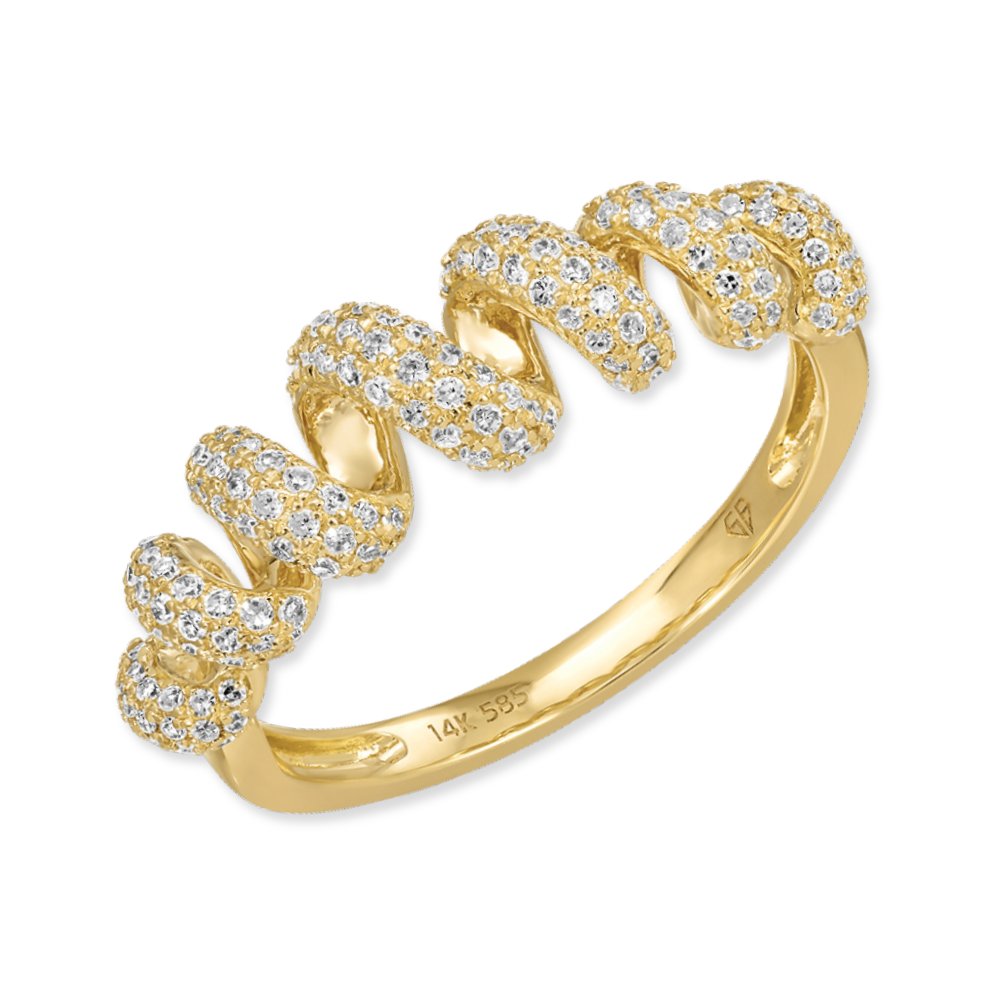 14K 3/8 CTW Natural Diamond Twist Ring