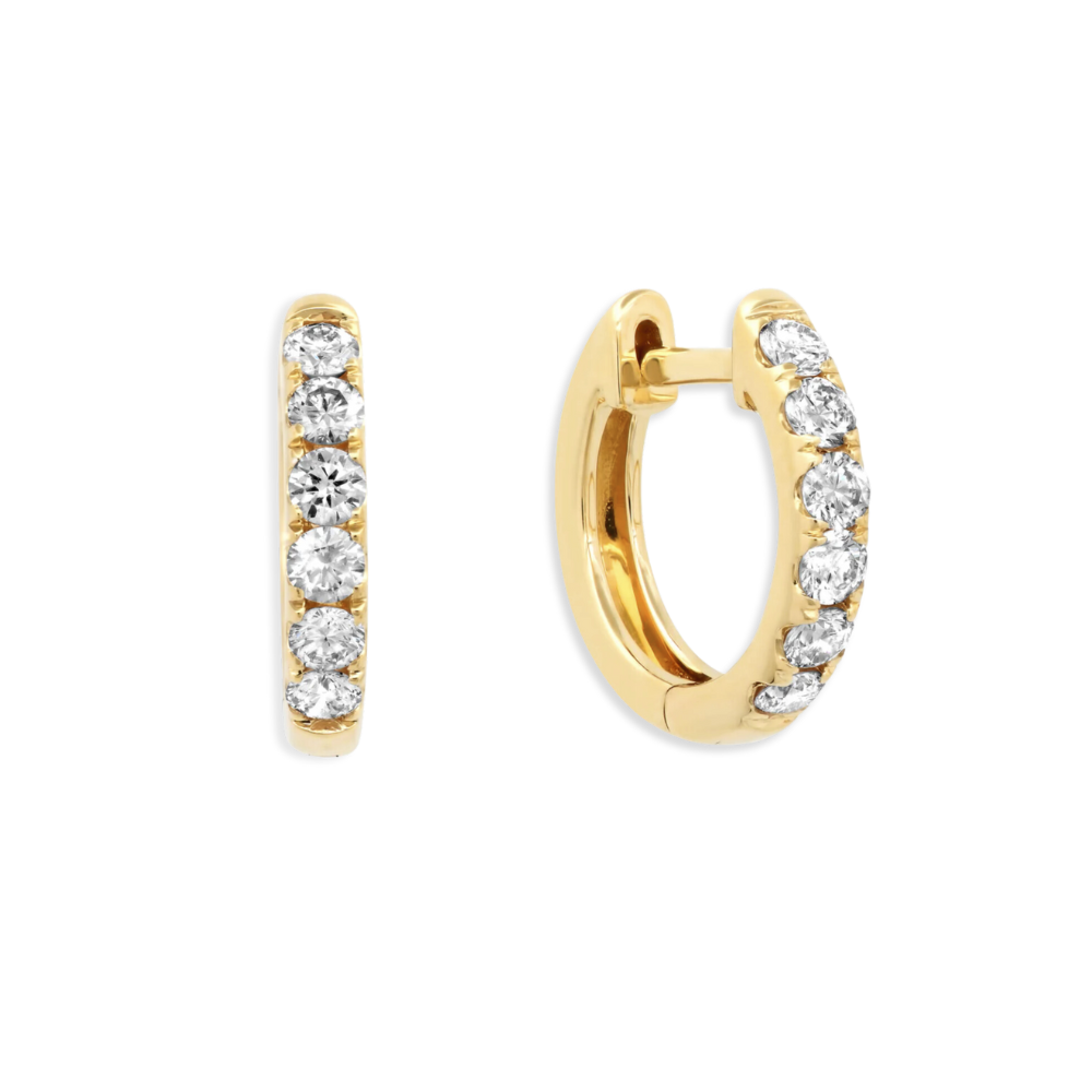 14K 3/8 CTW Natural Diamond Huggie Hoops