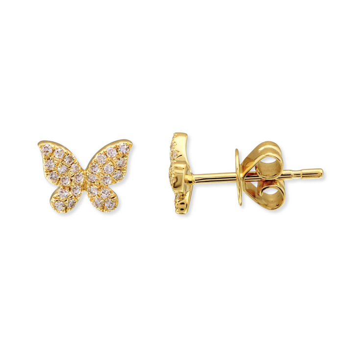 14K Petite Diamond Butterfly Studs