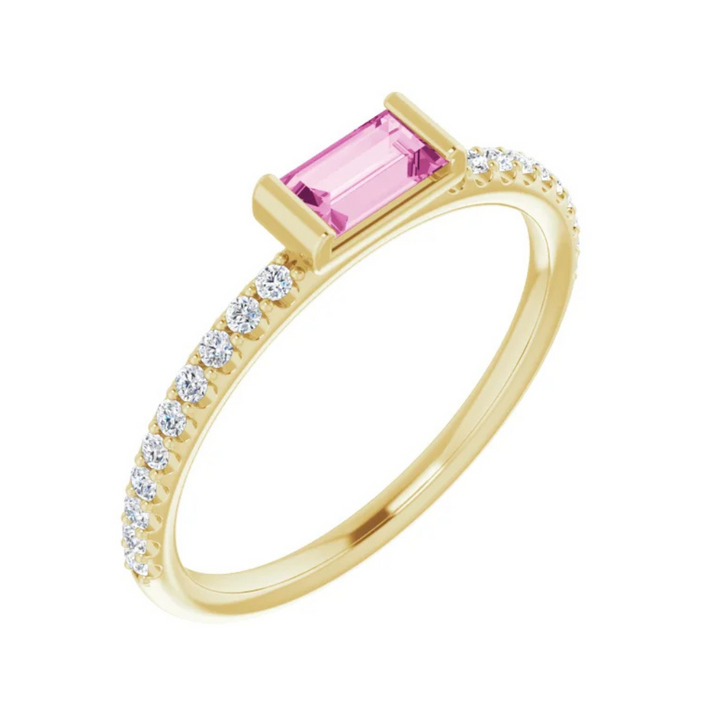14K Natural Gemstone & 1/6 CTW Natural Diamond Ring