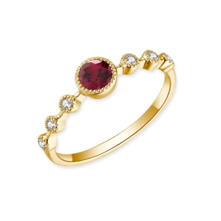 14K Bezel Ruby & Diamond Ring
