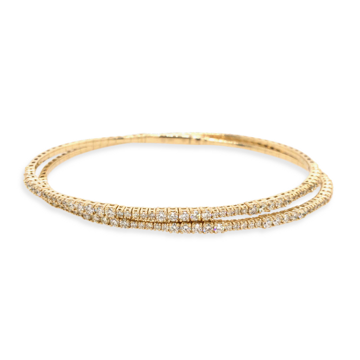 14K Diamond Tennis Double Wrap Flex Bangle