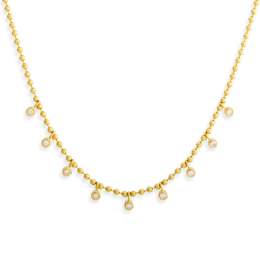 Beaded Multi-Bezel Drop Necklace
