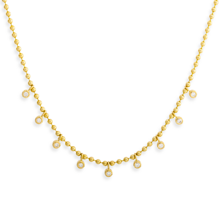 Beaded Multi-Bezel Drop Necklace