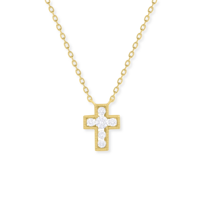 14K 1/10 CTW Natural Diamond Cross Necklace