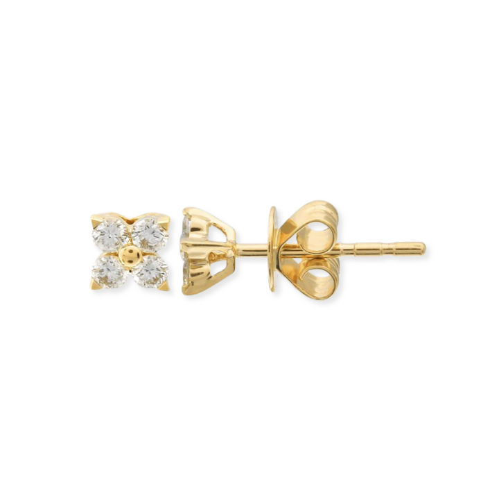 14K Diamond Flower Studs