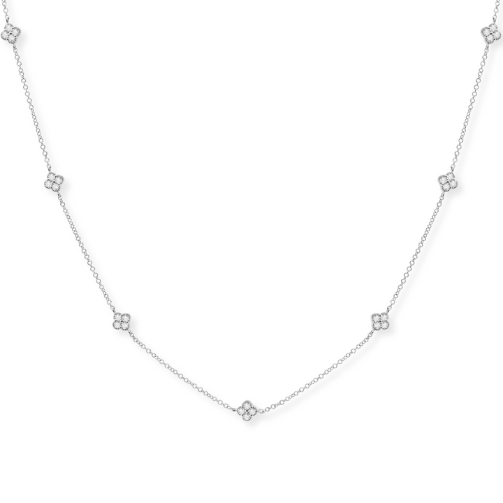 14K Diamond Clover Station Necklace