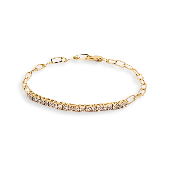 14K 1/3 CTW Natural Diamond Tennis Paperclip Bracelet